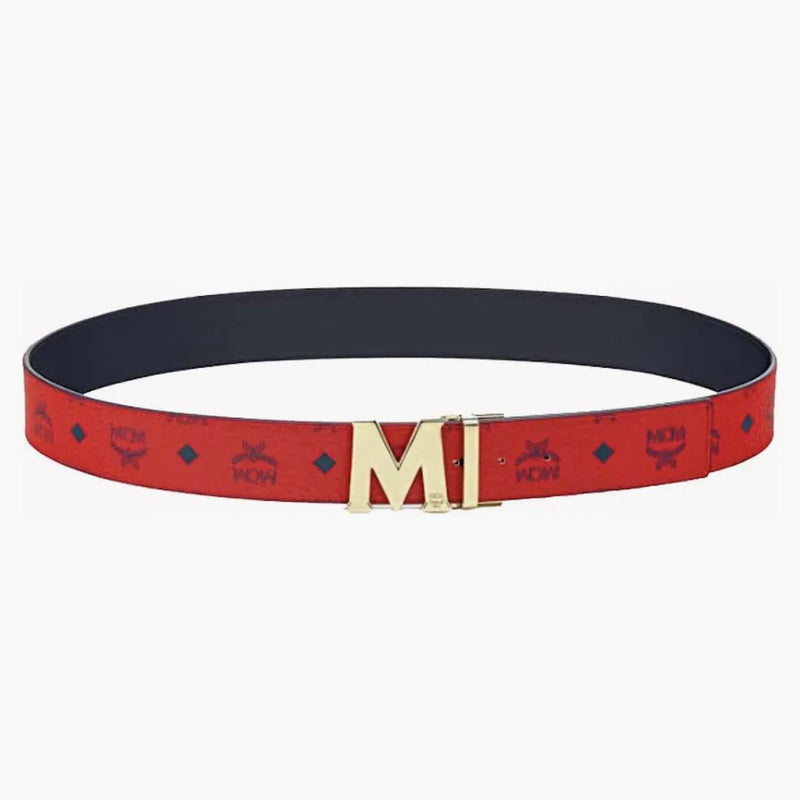 Mcm Claus M Reversible Belt Visetos Ruby Red/blue