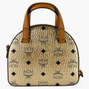 Mcm Diamond Logo Visetos Mini Round Top Tote Bag Berlin Gold