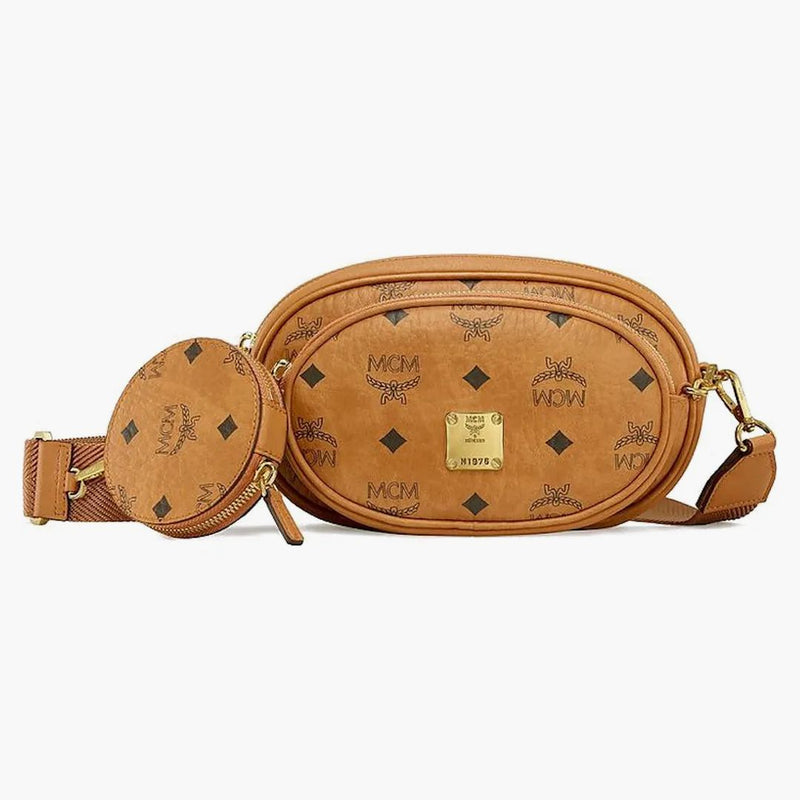 Mcm Essential Multifunction Crossbody Small Visetos Cognac