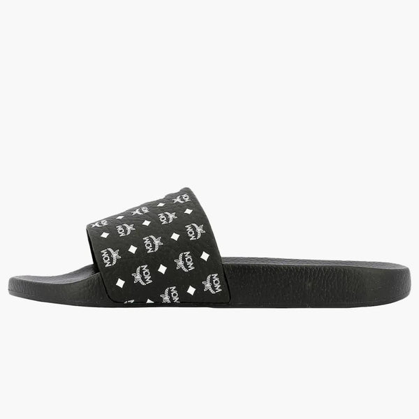 Mcm Monogram Slides Black White