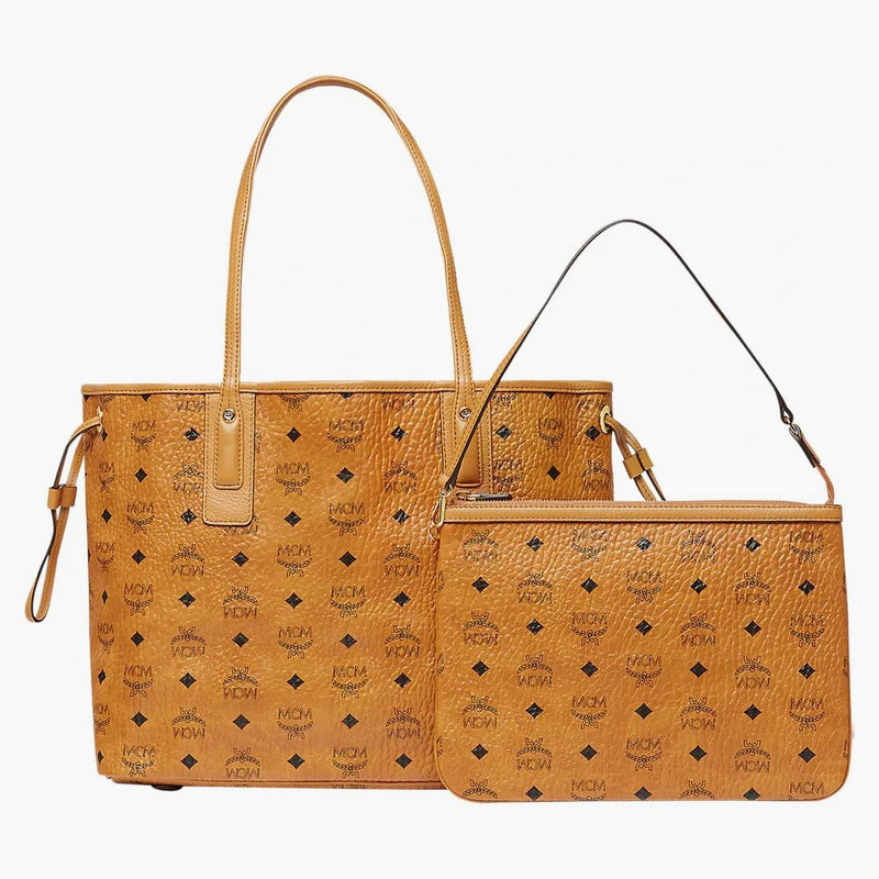 Mcm Reversible Liz Shopper Visetos Medium Cognac