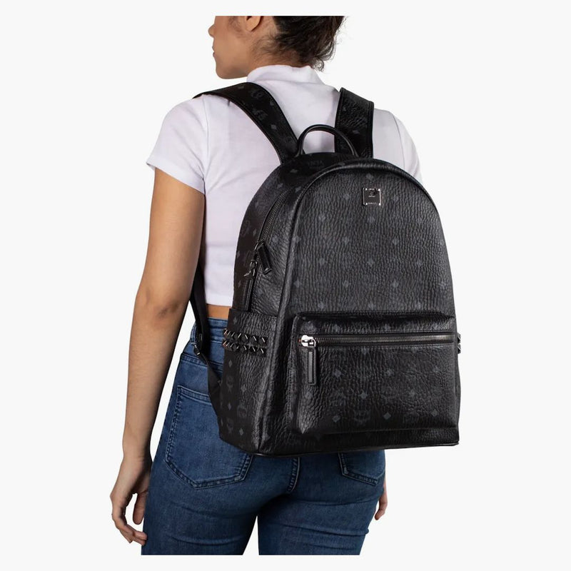 Mcm Stark Backpack Visetos Side Studs Medium Black