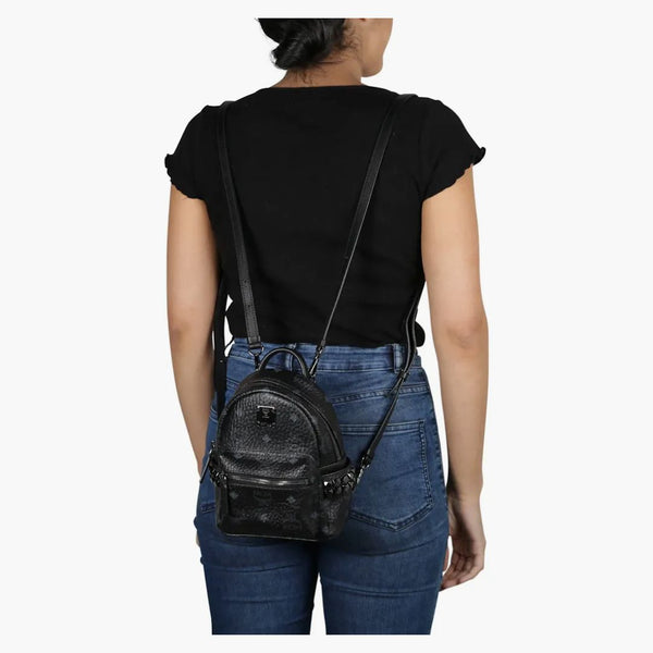 Mcm Stark Bebe Boo Backpack Visetos Side Studs X-mini Black