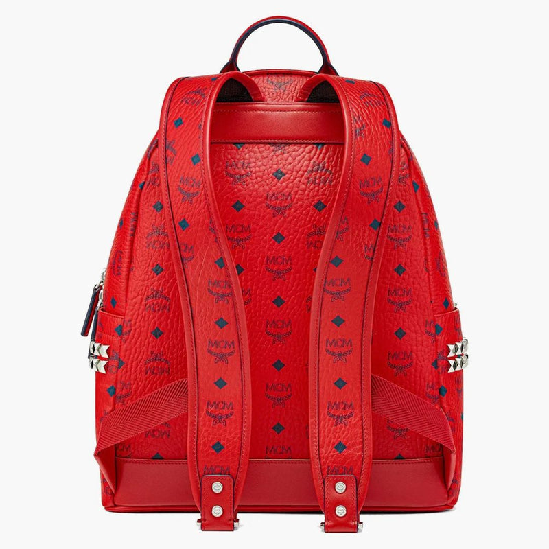Mcm Stark Side Studs Backpack Visetos Monogram Candy Red