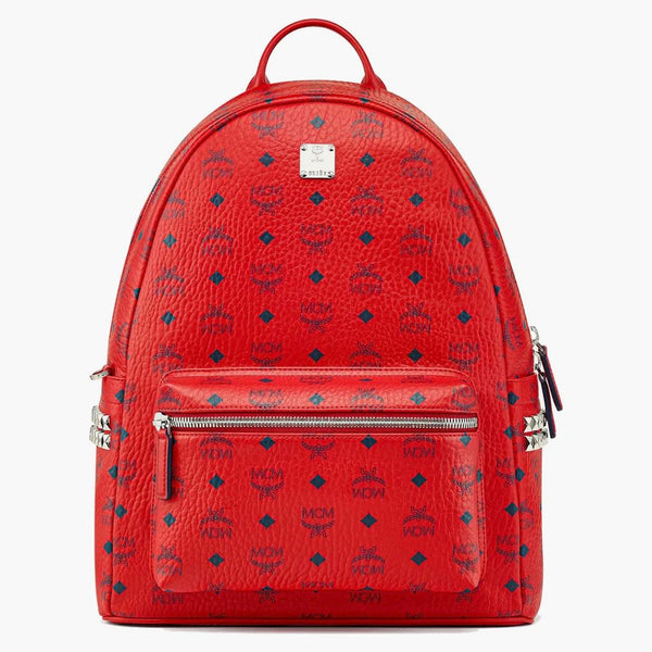 Mcm Stark Side Studs Backpack Visetos Monogram Candy Red