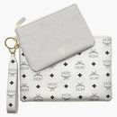 Mcm Visetos Logo Wristlet Clutch With Pouch Silver