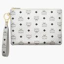 Mcm Visetos Logo Wristlet Clutch With Pouch Silver