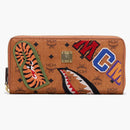McM x bape squalo zip attorno al portafoglio visitos grande cognac