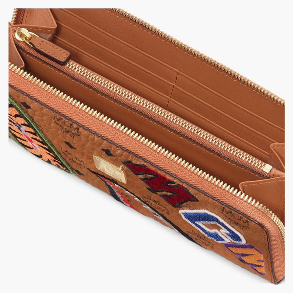 Mcm X Bape Shark Zip Around Wallet Visetos Large Cognac
