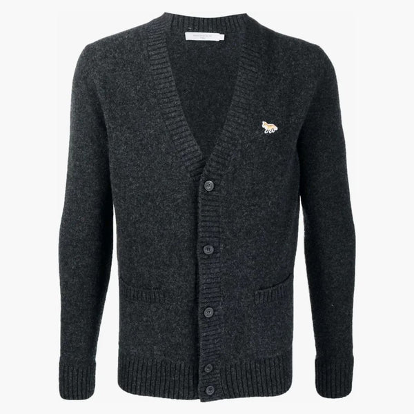 Maison Kitsune Baby Fox Patch Cosy Cardigan Dark Grey