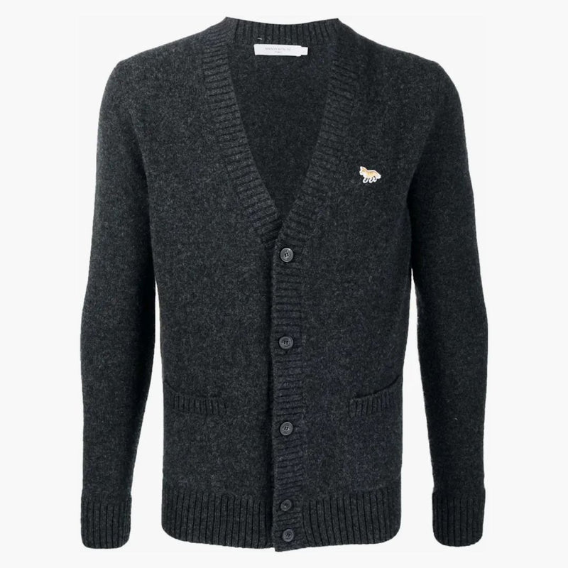 Maison Kitsune Baby Fox Patch Cosy Cardigan Dark Grey
