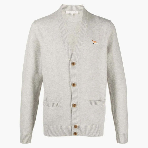 Maison Kitsune Baby Fox Patch Regular Cardigan Light Grey
