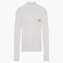 Maison Kitsune Bold Fox Head Patch Fine Ribbed Turtleneck Light Gray Melange