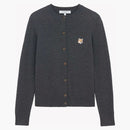 Maison Kitsune Fox Head Patch Adjusted R-Neck Cardigan Anthracite Melange