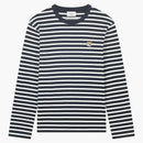 Maison Kitsune Fox Head Patch regolarmente marin-shirt blu scuro strisce