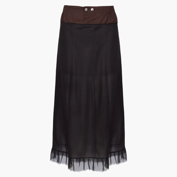 Maison Margiela midi sukně černá/hnědá