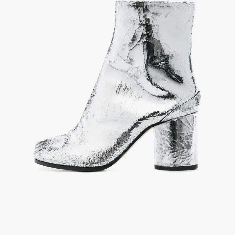 Maison Margiela Tabi Kid -Obv But pęknięty metalowy srebro (kobiety)