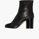 Maison Margiela Vintage Leather Tabi High Botas de tobillo en el talón NEGRO (Mujer)