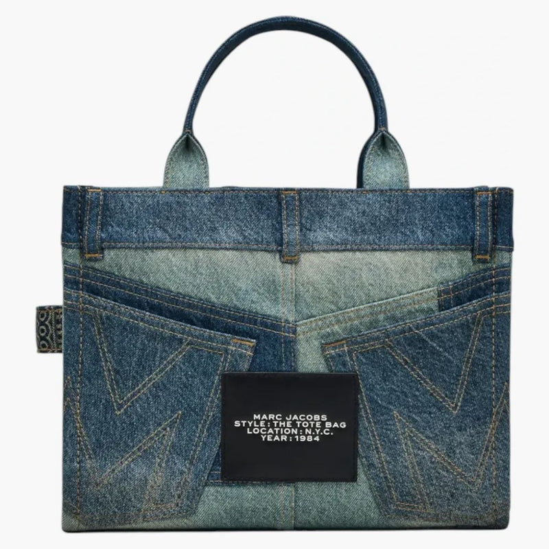 Marc Jacobs Střední dekonstruovaný džínovina Dead Indigo Multi