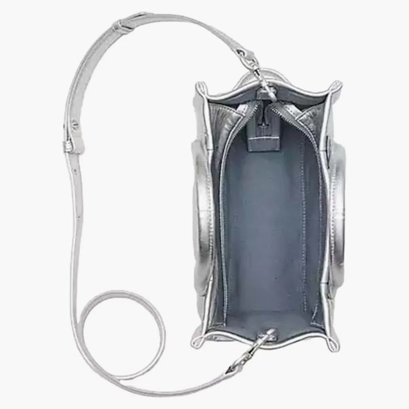 Marc Jacobs The Metallic Leather Malá mrtvá taška stříbro