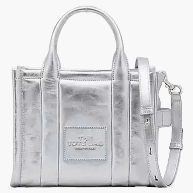 Marc Jacobs The Metallic Leather Malá mrtvá taška stříbro