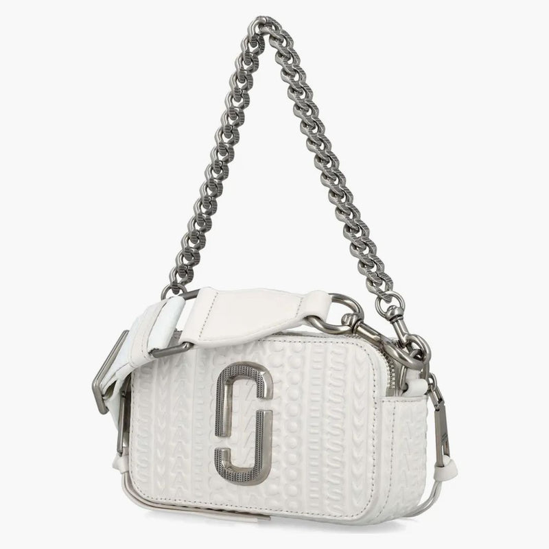 Marc Jacobs Snapshot -logotypen läder axelväska vit