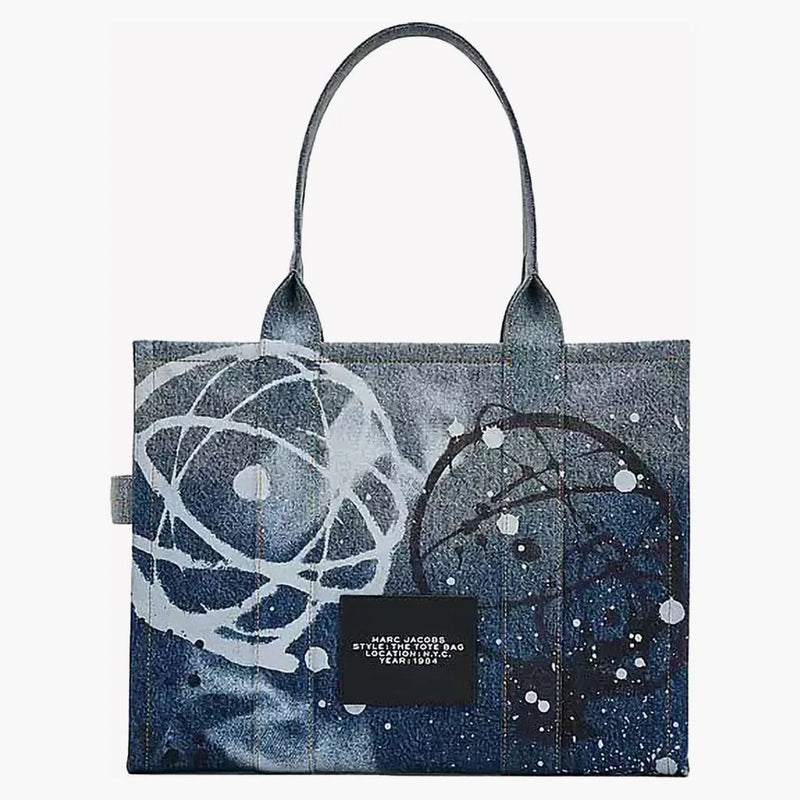 Marc Jacobs x Futura denim stor död väska multicolor