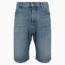 Marcelo Burlon Cross Stonewash Denim Shorts Blue