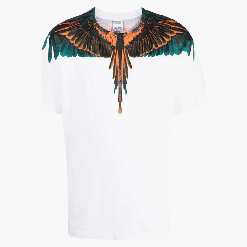 Marcelo Burlon Icon Wings Pravidelné tričko bílé/zelené/oranžové