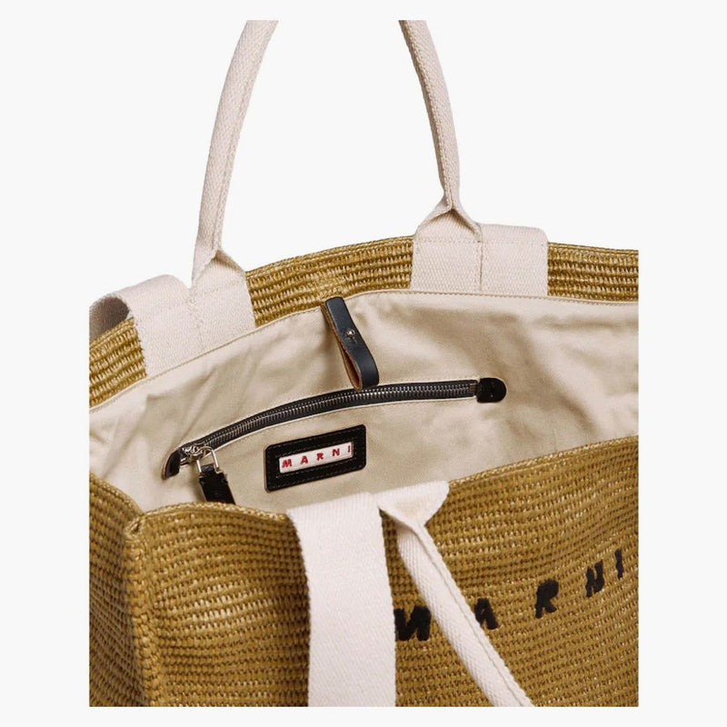 Marni Borsa Dead Grande w Tessuto Effetto Rafia Naturale