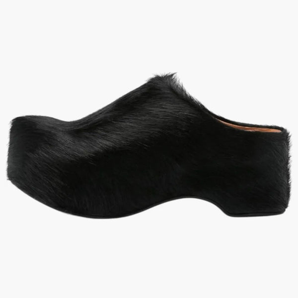Marni hårkalvskinn chunky clog svart (kvinnors)