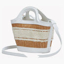 Marni Leather and Raffia Effect Fabric Microbag White