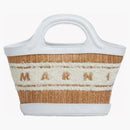 Marni Leather and Raffia Effect Fabric Microbag White