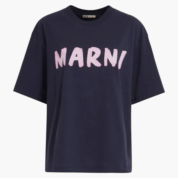 Marni Oversized Logo T-Shirts Blue Black