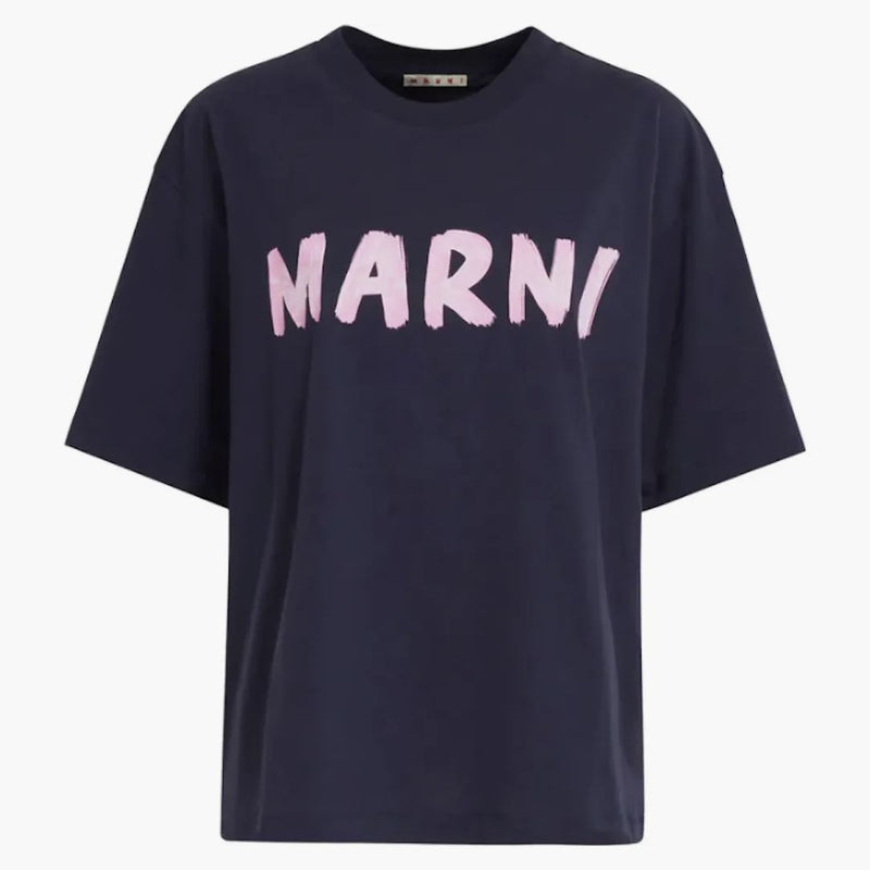 Marni Oversized Logo T-Shirts Blue Black