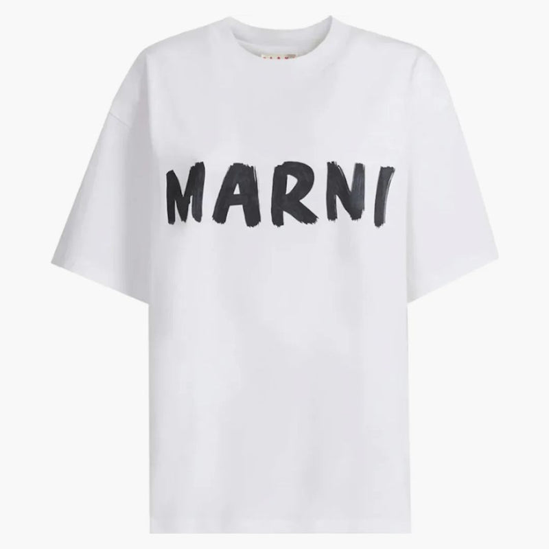 Marni duże logo T-shirty białe