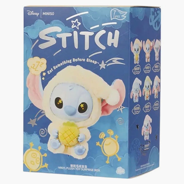 Miniso Top Toy Disney Stitch Eating Something Before Sleep Plush Keychain Single Blind Box