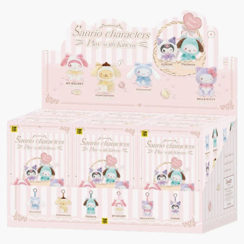 Miniso Top Toy Sanrio Characters Play With Kittens Series Plush Keychains Sealed Case (6 Blind Box)