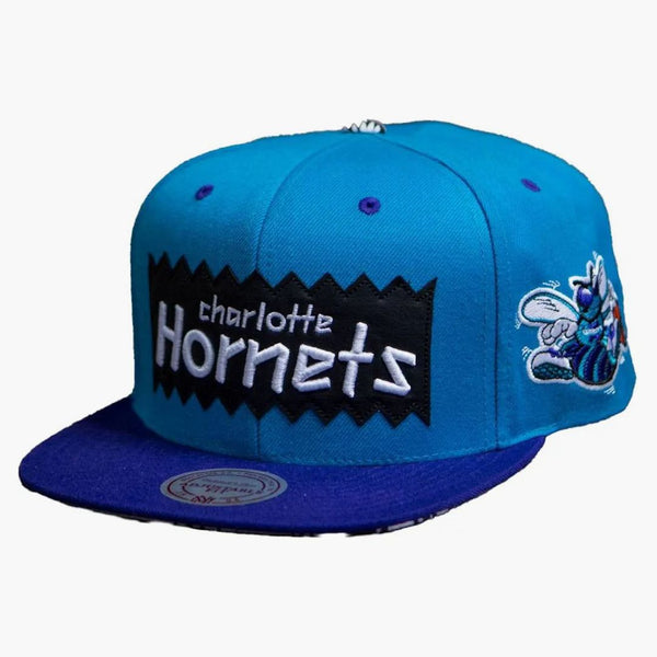 Mitchell & Ness Charlotte Hornets Sta3 Wool Snapback Cap Teal/purple
