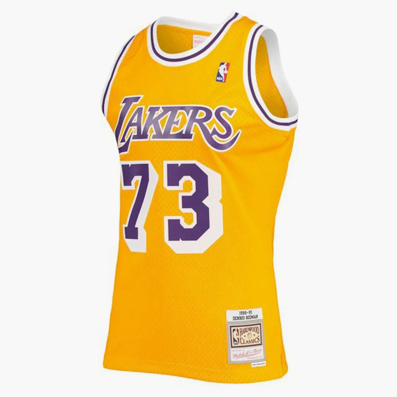 Mitchell & Ness Dennis Rodman Los Angeles Lakers 1998-99 Classici di legno duro Swingman Jersey Gold