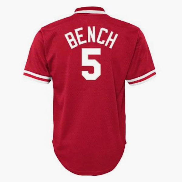 Mitchell & Ness Mlb Kids Cincinnati Reds Johnny Bench 1983 Authentic Mesh Bp Jersey Scarlet Red
