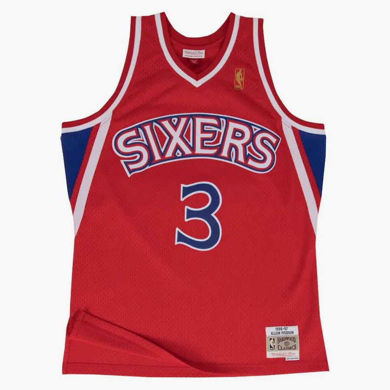 Mitchell & Ness Philadelphia 76ers Road 1996-97 Allen Iverson Swingman Jersey Scarlet