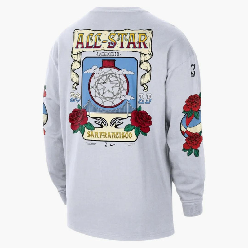 Mitchell & Ness X Nba 2025 All-star Weekend Oversized Max90 Long Sleeve T-shirt White