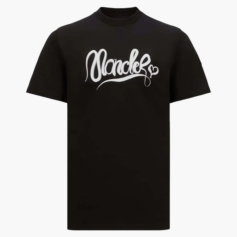 Moncler calligraphy logo cotone t-shirt nero