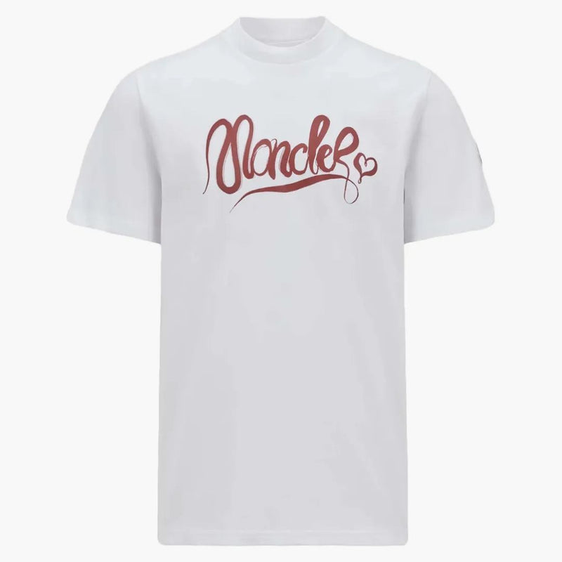 Moncler kaligrafii logo bawełniana T-shirt biały