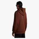 Moncler Curved Logo Plush Cotton Hoodie Mocha Brown