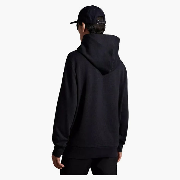 Moncler Curved Logo Plush Cotton Cotton Hoodie Night Blue