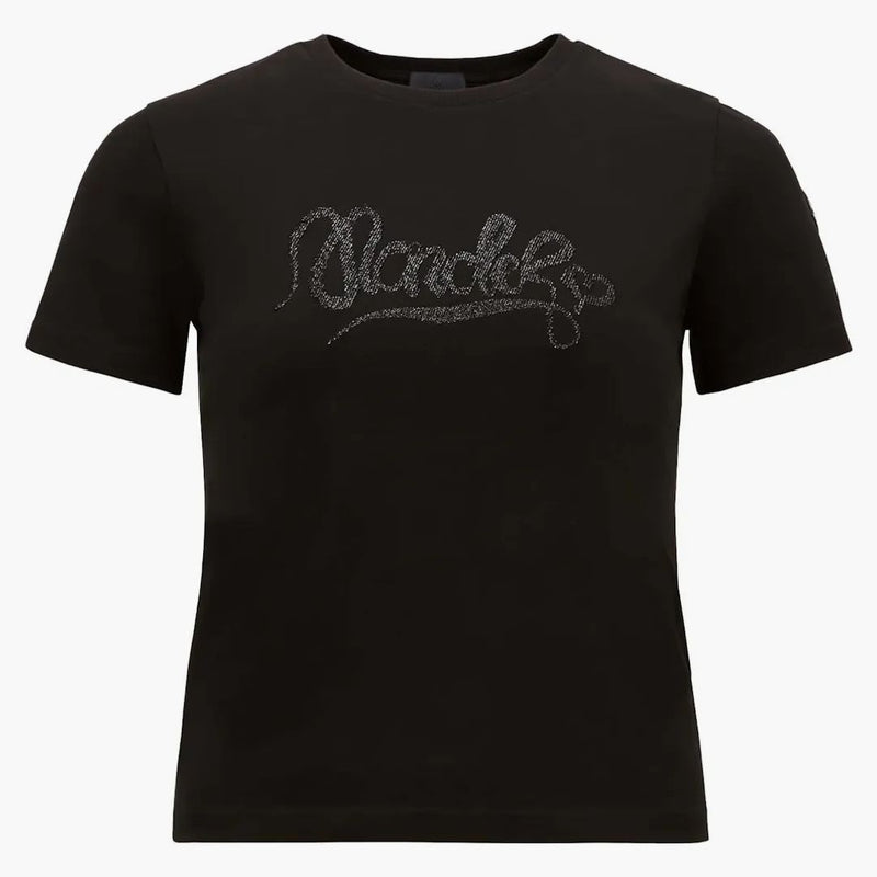 Moncler ricamato ricamato logo cotone t-shirt nero
