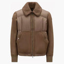 Moncler Gers Giubbotto Down Leather Jacket Brown