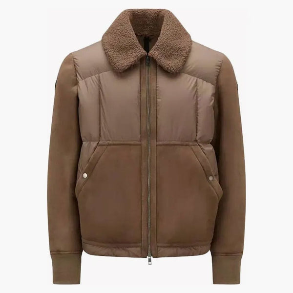 Moncler Gers giubbotto giù per la giacca di pelle marrone